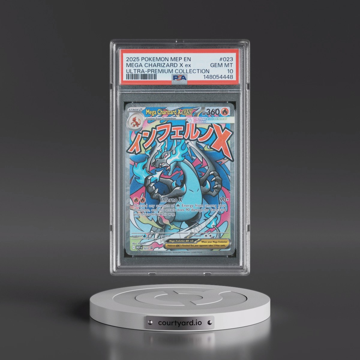 2025 Pokémon Mep EN-Me Black Star Promo #023 Mega Charizard X EX - Holo Mega Charizard X EX Ultra-Premium Collection (PSA 10 GEM MINT)