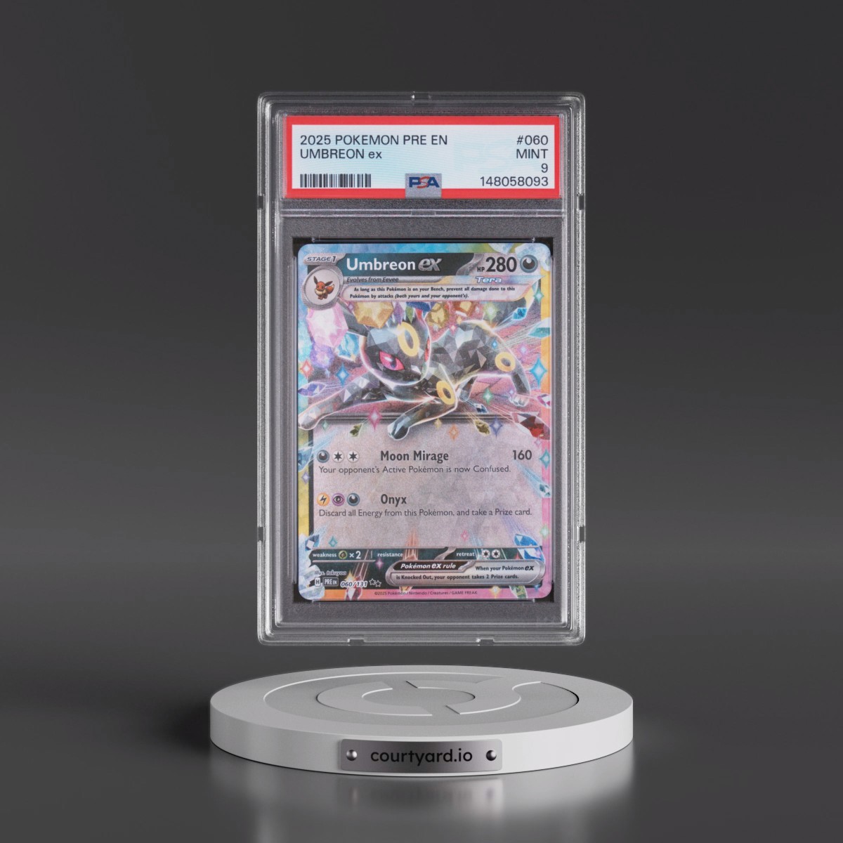 2025 Pokémon Pre EN-Prismatic Evolutions #060 Umbreon EX - Holo (PSA 9 MINT)