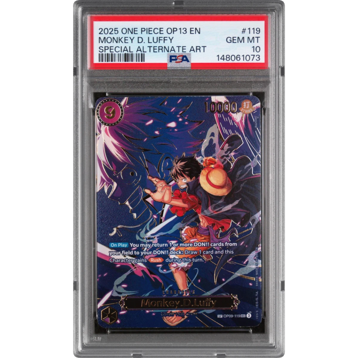 2025 One Piece OP13-Carrying on His Will #119 Monkey D. Luffy - Special Alternate Art (PSA 10 GEM MINT)