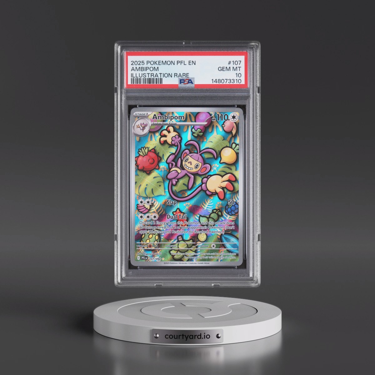 2025 Pokémon Pfl EN-Phantasmal Flames #107 Ambipom - Illustration Rare (PSA 10 GEM MINT)