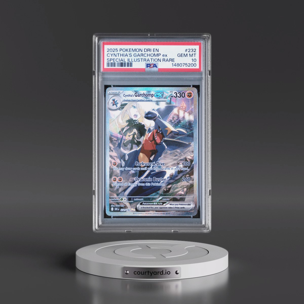 2025 Pokémon Dri EN-Destined Rivals #232 Cynthia's Garchomp EX - Holo Special Illustration Rare (PSA 10 GEM MINT)