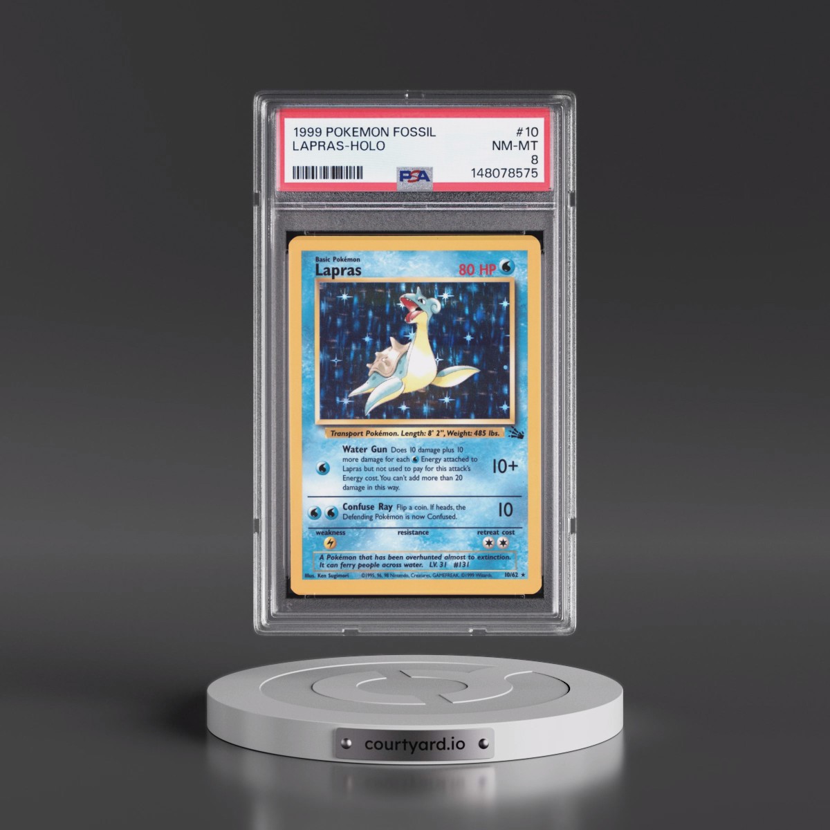 1999 Pokémon Fossil #10 Lapras - Holo (PSA 8 NM-MT)