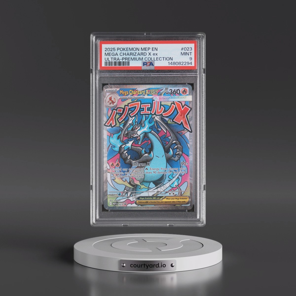 2025 Pokémon Mep EN-Me Black Star Promo #023 Mega Charizard X EX - Holo Mega Charizard X EX Ultra-Premium Collection (PSA 9 MINT)