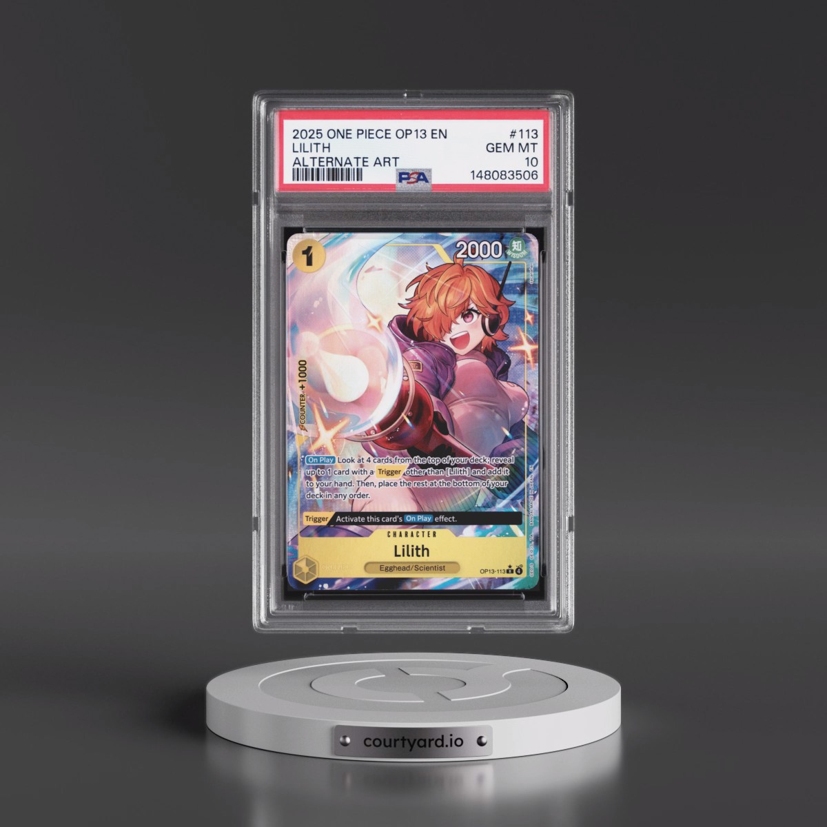2025 One Piece OP13-Carrying on His Will #113 Lilith - Alternate Art (PSA 10 GEM MINT)