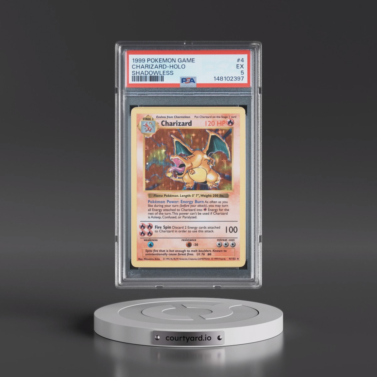 1999 Pokémon Game #4 Charizard - Holo Shadowless (PSA 5 EX)