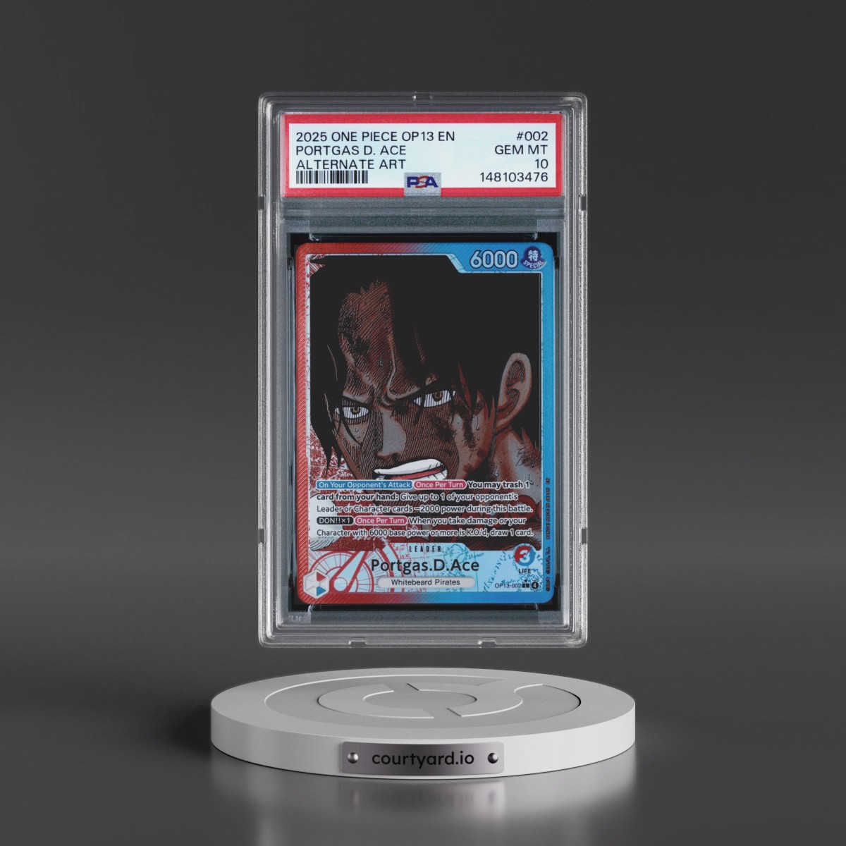 2025 One Piece OP13-Carrying on His Will #002 Portgas D. Ace - Alternate Art (PSA 10 GEM MINT)