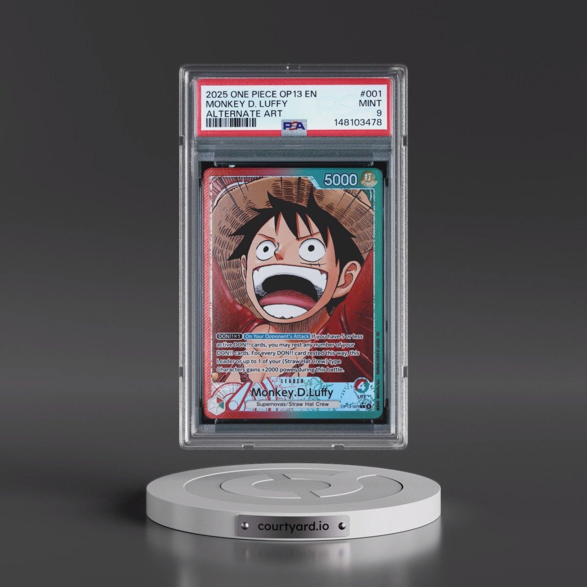 2025 One Piece OP13-Carrying on His Will #001 Monkey D. Luffy - Alternate Art (PSA 9 MINT)