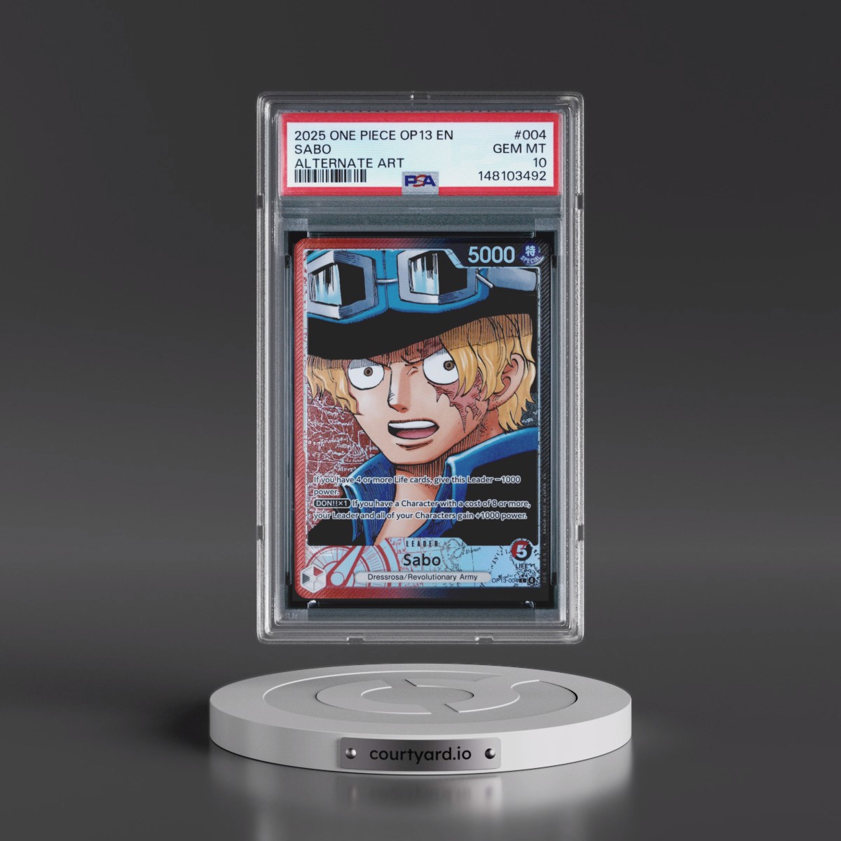 2025 One Piece OP13-Carrying on His Will #004 Sabo - Alternate Art (PSA 10 GEM MINT)
