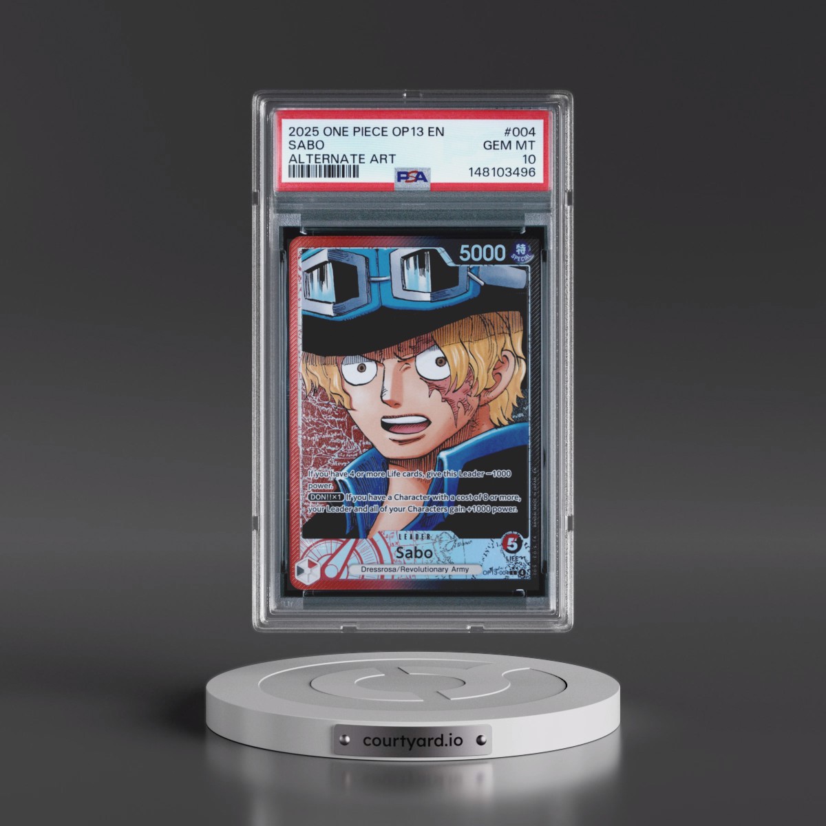 2025 One Piece OP13-Carrying on His Will #004 Sabo - Alternate Art (PSA 10 GEM MINT)