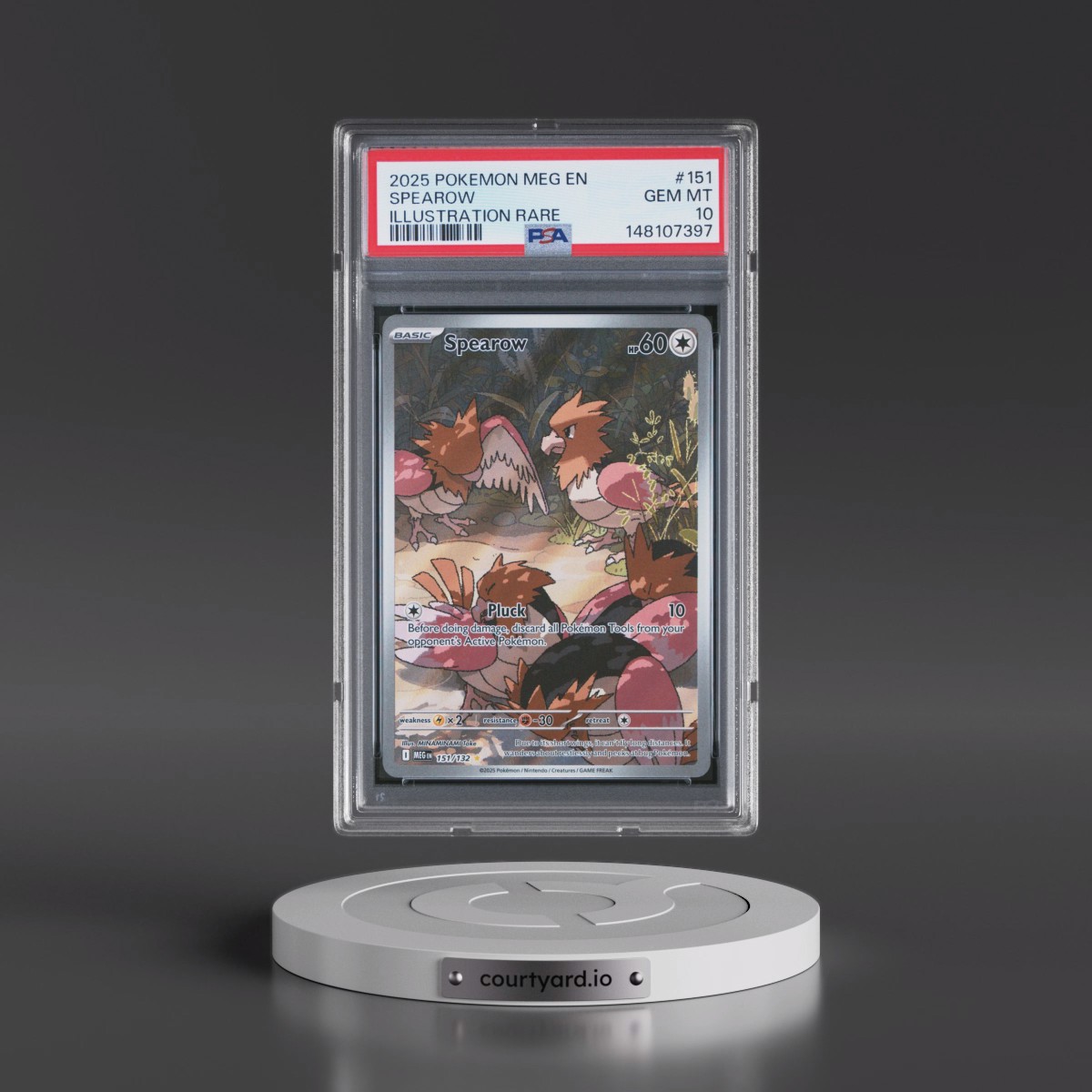2025 Pokémon Meg EN-Mega Evolution #151 Spearow - Illustration Rare (PSA 10 GEM MINT)