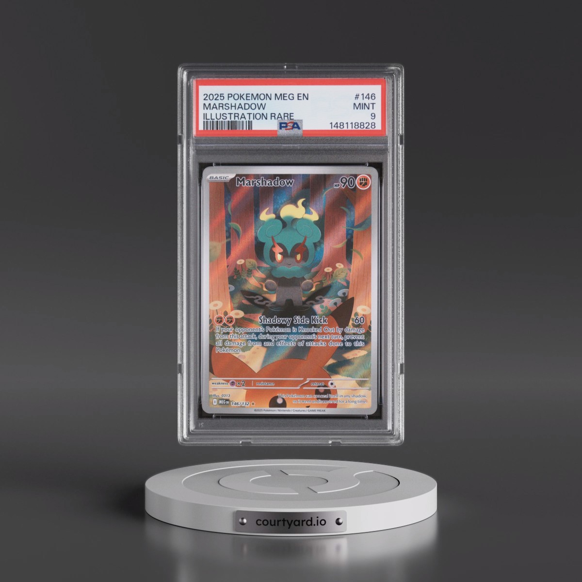 2025 Pokémon Meg EN-Mega Evolution #146 Marshadow - Illustration Rare (PSA 9 MINT)
