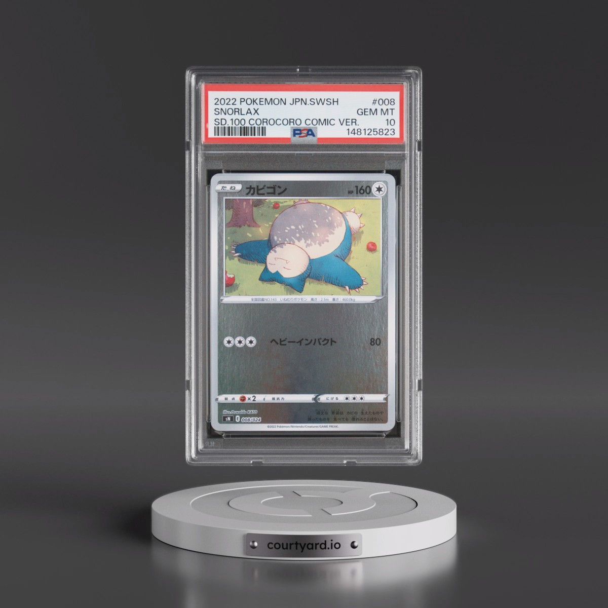 2022 Pokémon Sword & Shield Start Deck 100 Corocoro Comic Version #008 Snorlax (PSA 10 GEM MINT)