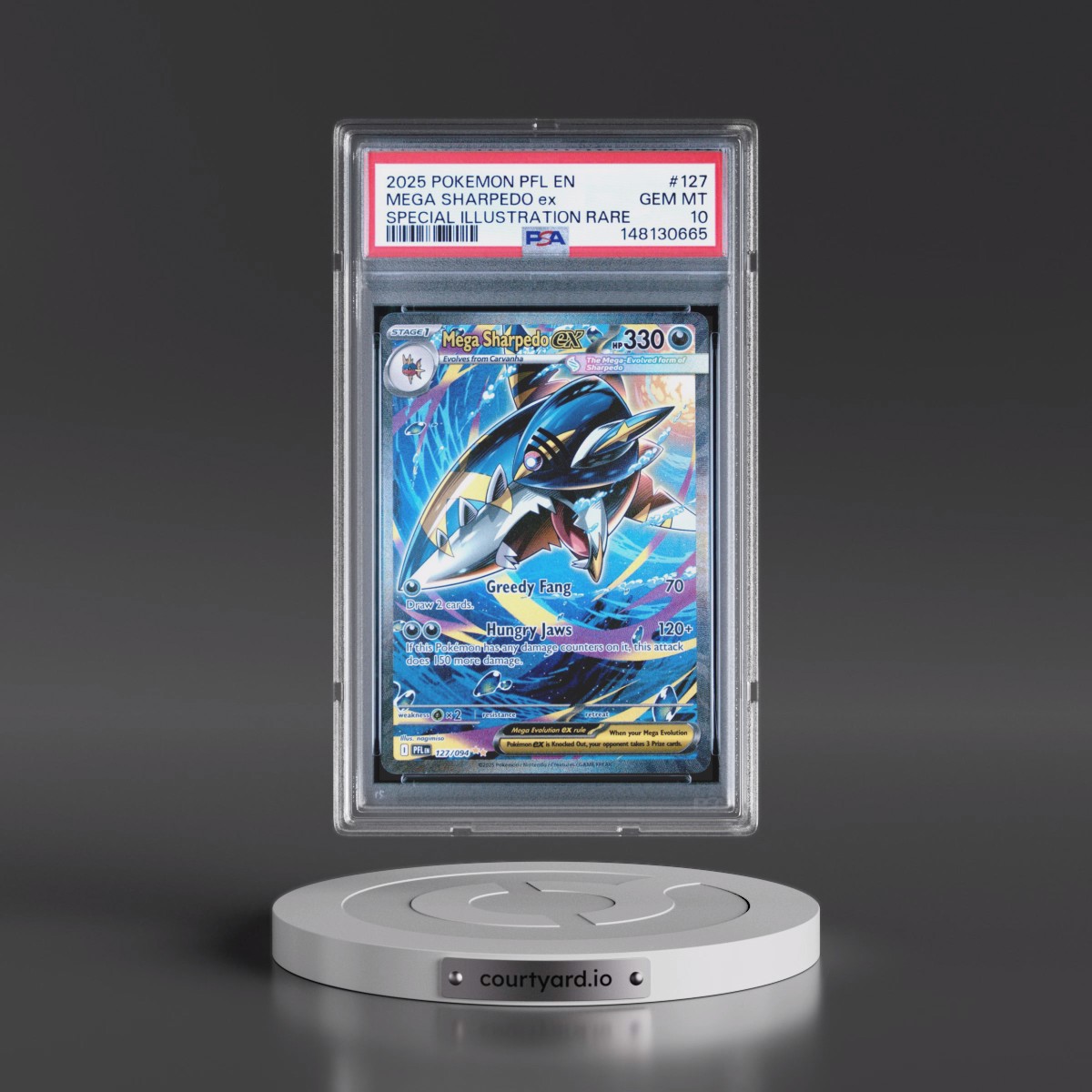 2025 Pokémon Pfl EN-Phantasmal Flames #127 Mega Sharpedo EX - Holo Special Illustration Rare (PSA 10 GEM MINT)