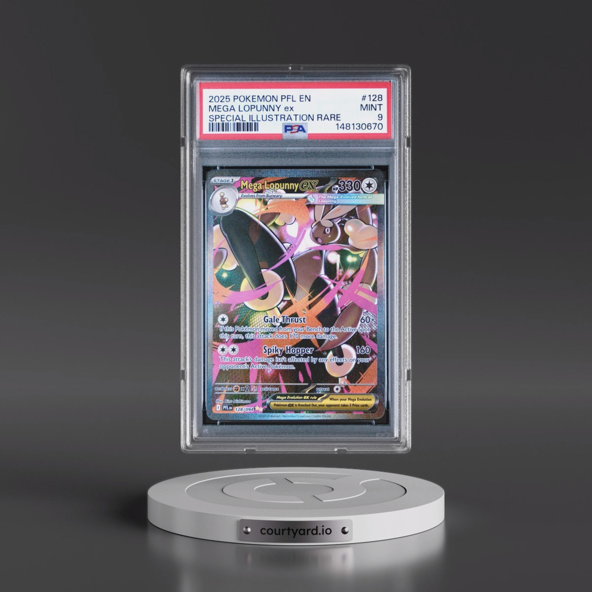 2025 Pokémon Pfl EN-Phantasmal Flames #128 Mega Lopunny EX - Holo Special Illustration Rare (PSA 9 MINT)
