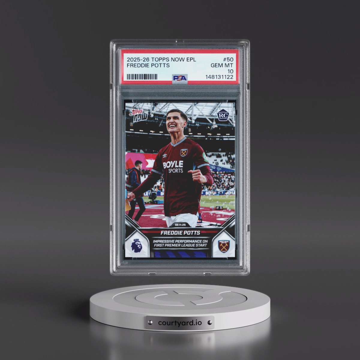 2025 Topps Now Premier League Freddie Potts #50 PSA 10