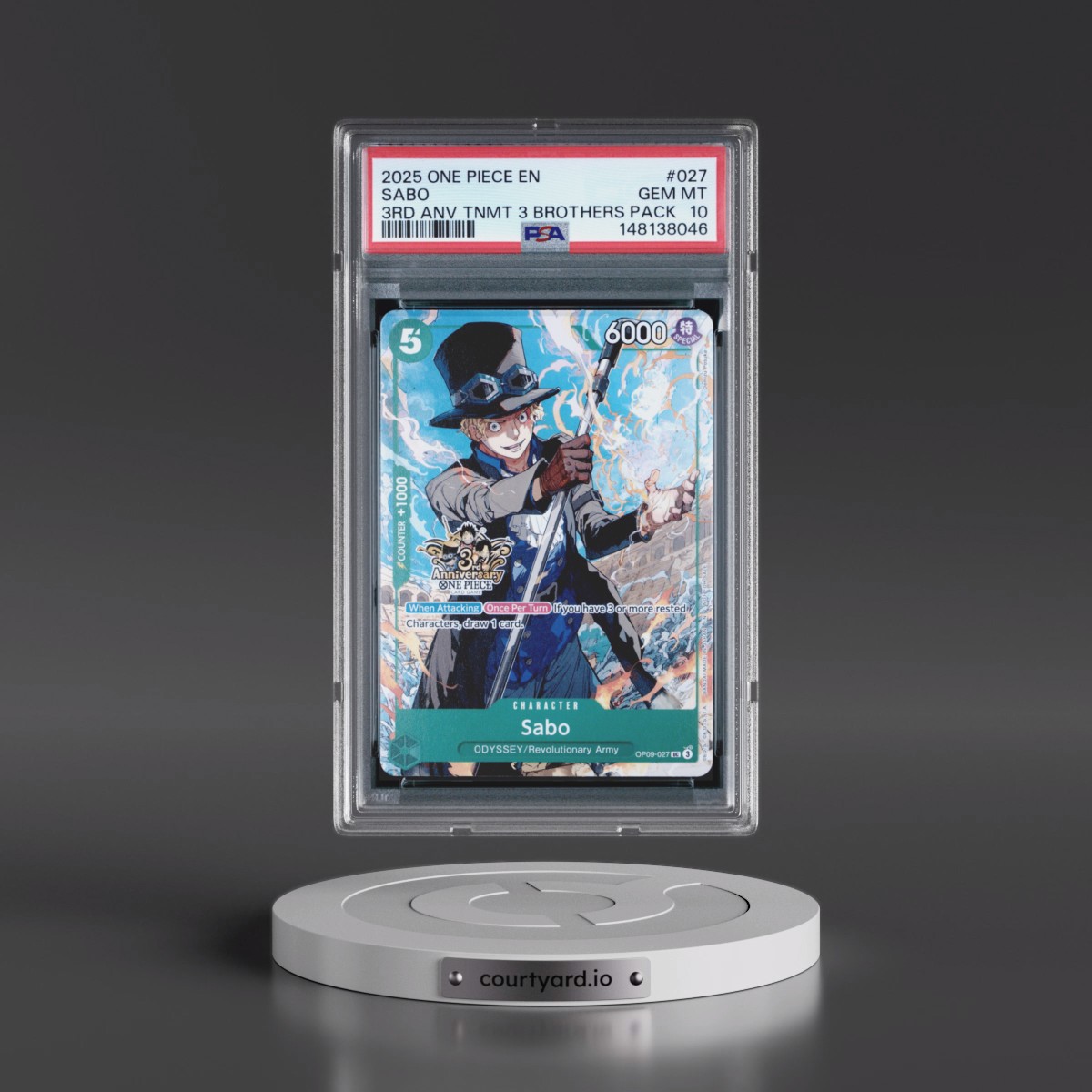 2025 One Piece 3rd Anniversary Tournament 3 Brothers Pack #027 Sabo (PSA 10 GEM MINT)