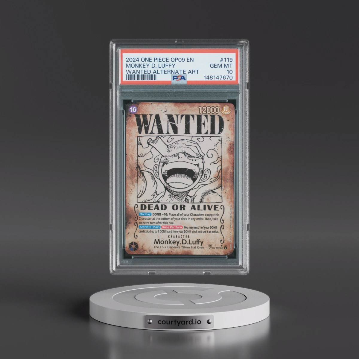 2024 One Piece OP09-Emperors in the New World #119 Monkey D. Luffy - Wanted Alternate Art (PSA 10 GEM MINT)