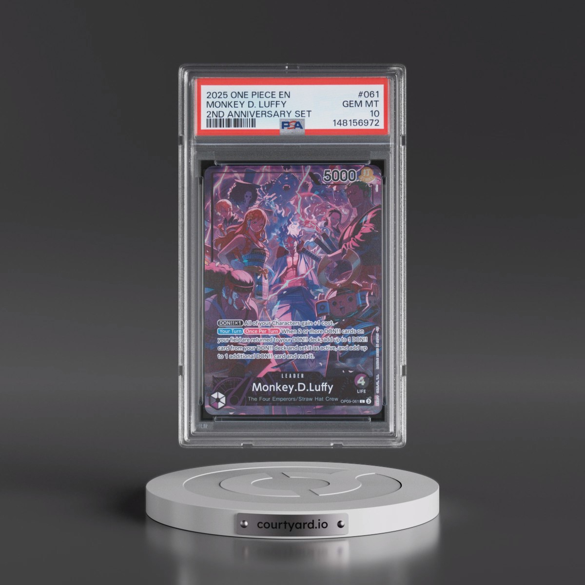 2025 One Piece English Version 2nd Anniversary Set #061 Monkey D. Luffy (PSA 10 GEM MINT)