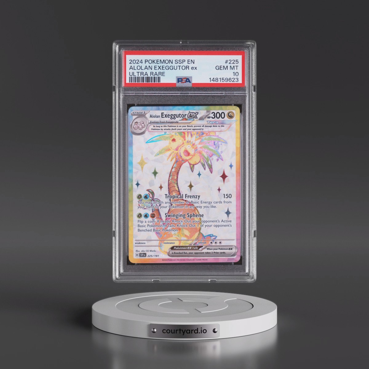 2024 Pokémon Ssp EN-Surging Sparks #225 Alolan Exeggutor EX - Holo Ultra Rare (PSA 10 GEM MINT)