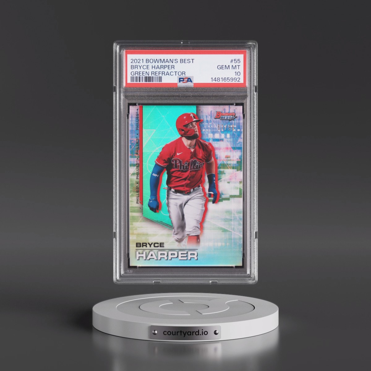 2021 Bowman's Best #55 Bryce Harper - Green Refractor (PSA 10 GEM MINT)
