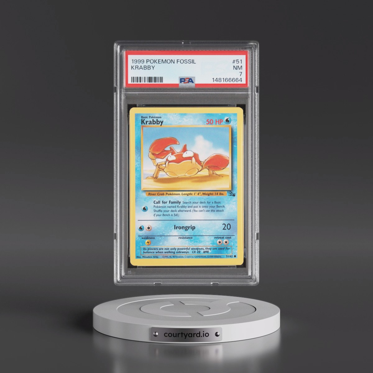 1999 Pokémon Fossil #51 Krabby (PSA 7 NM)