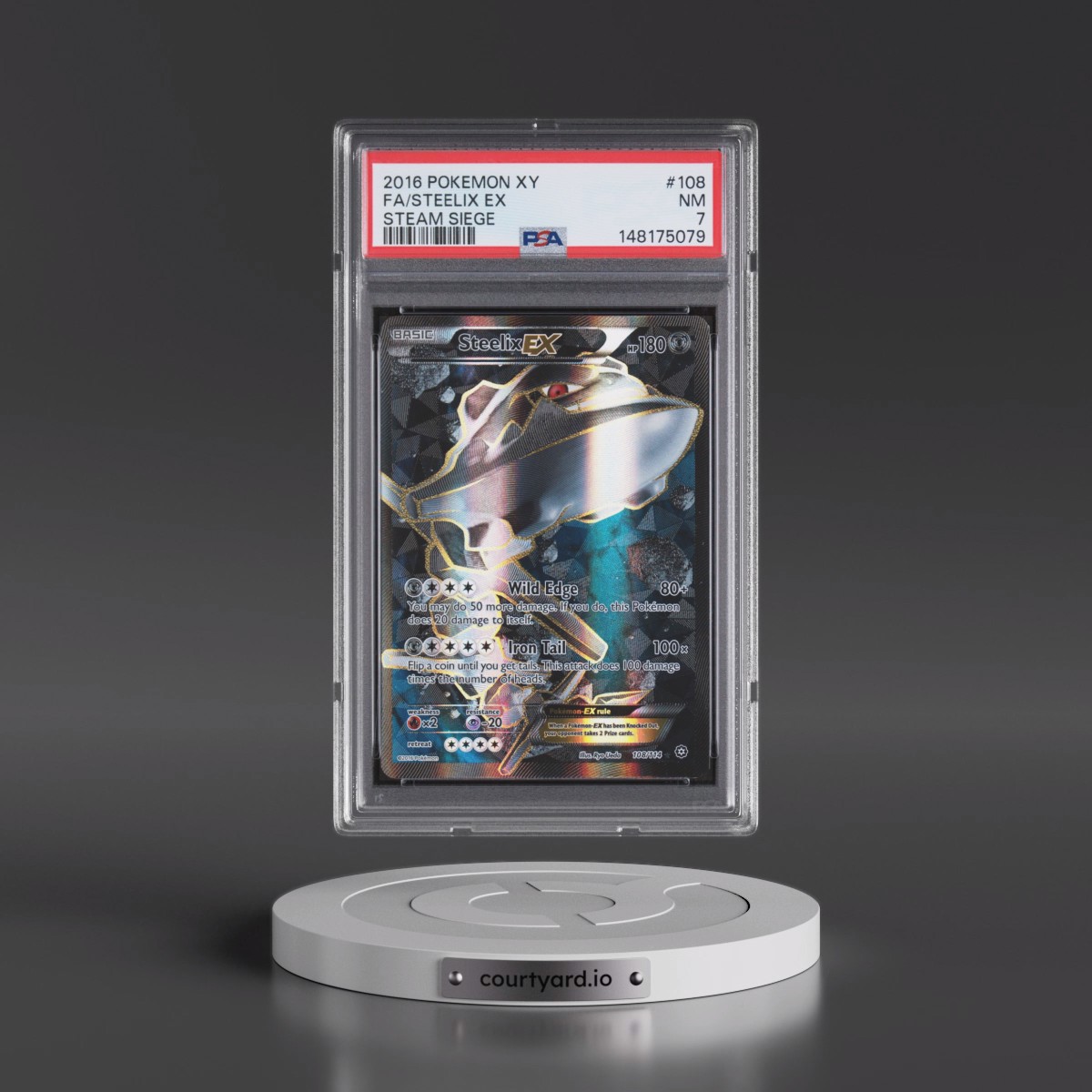 2016 Pokémon XY Steam Siege #108 Steelix EX - Holo Full Art (PSA 7 NM)