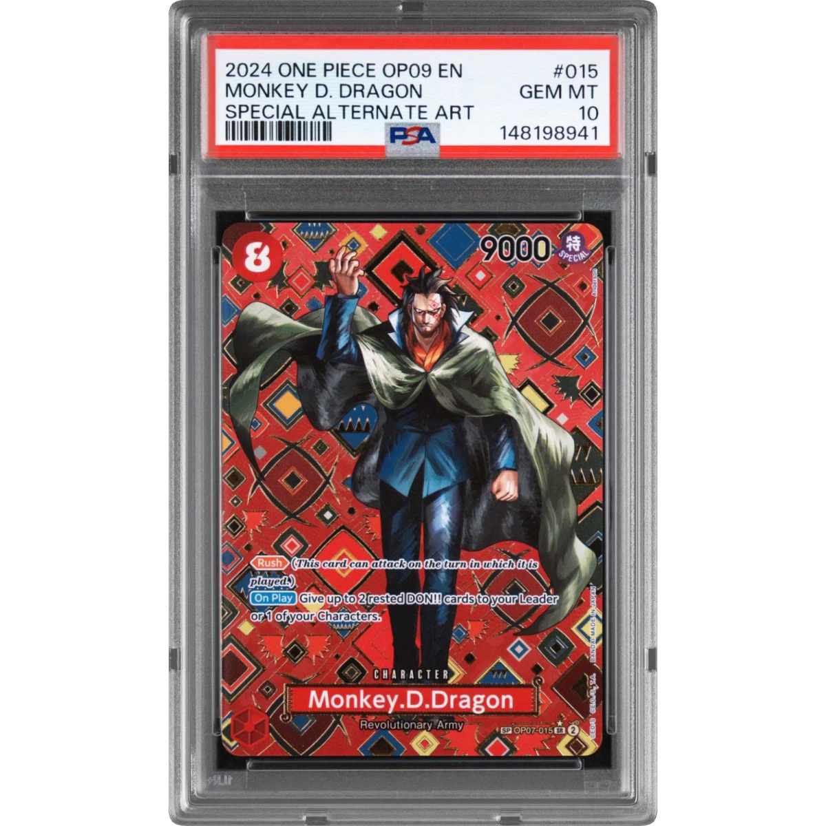 2024 One Piece OP09-Emperors in the New World #015 Monkey D. Dragon - Special Alternate Art (PSA 10 GEM MINT)