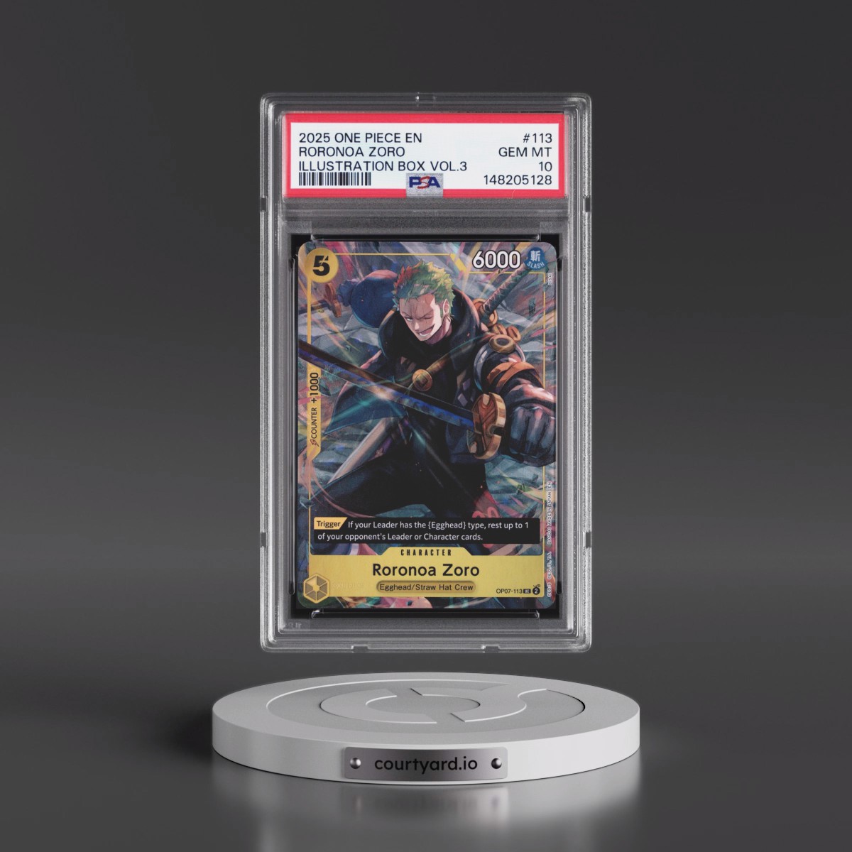2025 One Piece Promos #113 Roronoa Zoro - Illustration Box Vol.3 (PSA 10 GEM MINT)