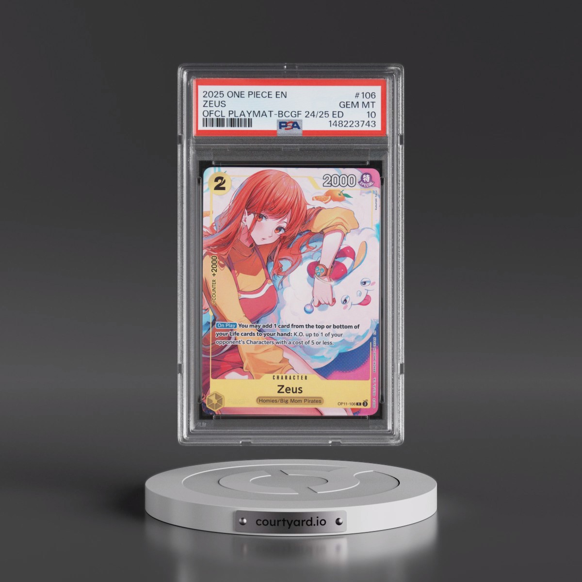 2025 One Piece Promos #106 Zeus - Official Playmat-Bandai Card Games Fest 24-25 Edition (PSA 10 GEM MINT)