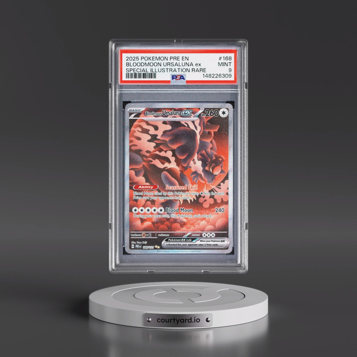 2025 Pokémon Pre EN-Prismatic Evolutions #168 Bloodmoon Ursaluna EX - Holo Special Illustration Rare (PSA 9 MINT)