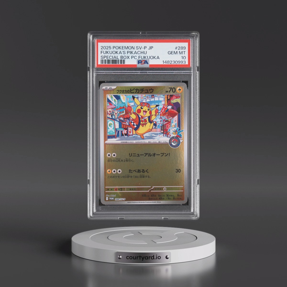 2025 Pokémon SV-P Promo #289 Fukuoka's Pikachu - Special Box Pokemon Center Fukuoka (PSA 10 GEM MINT)