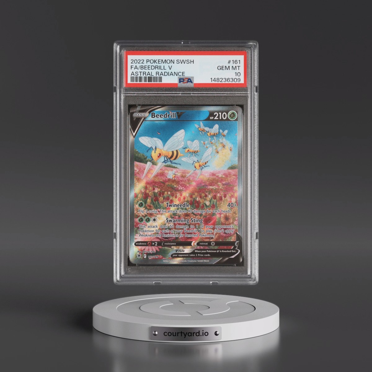 2022 Pokémon Sword & Shield Astral Radiance #161 Beedrill V - Holo Full Art (PSA 10 GEM MINT)