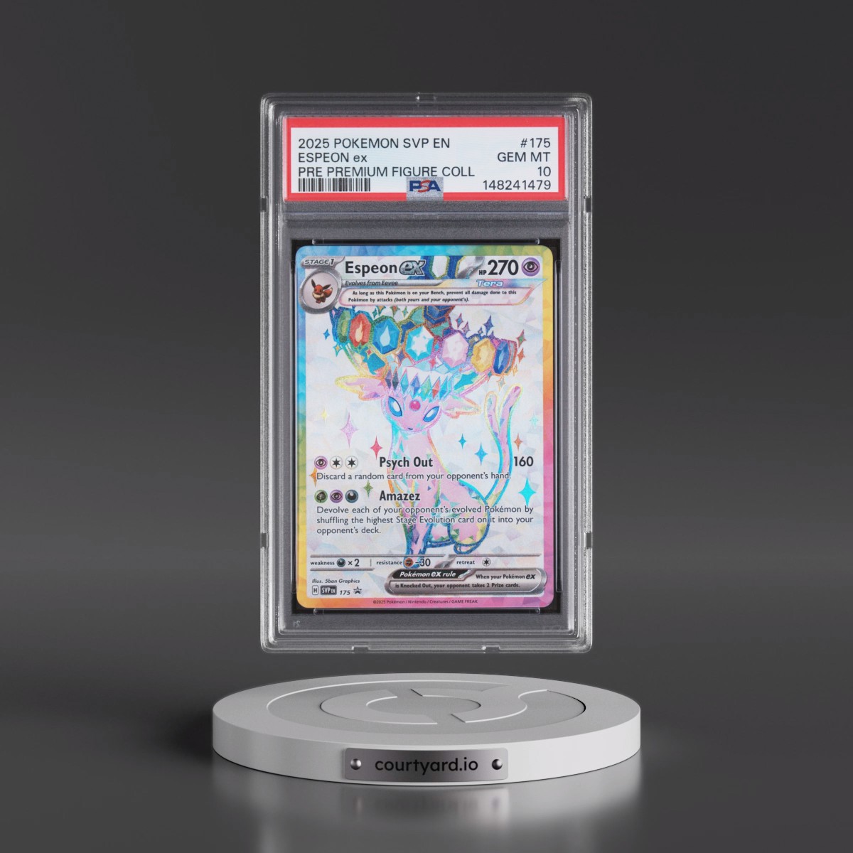 2025 Pokémon Svp EN-SV Black Star Promo #175 Espeon EX - Holo Prismatic Evolutions Premium Figure Collection (PSA 10 GEM MINT)