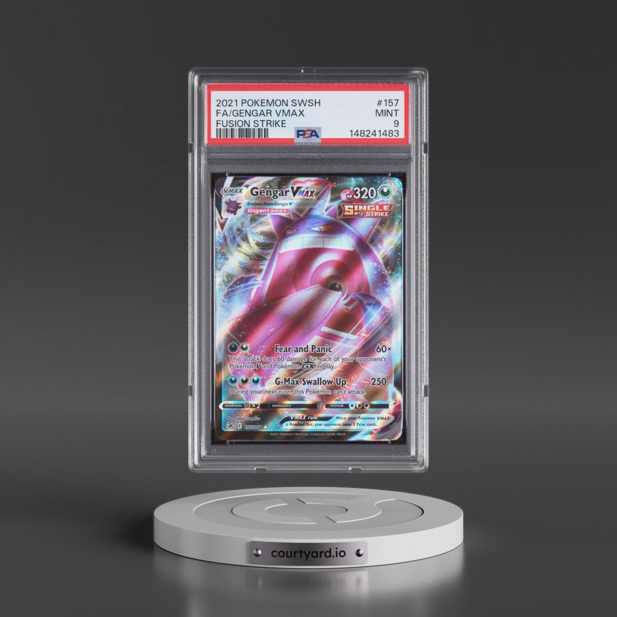 2021 Pokémon Sword & Shield Fusion Strike #157 Gengar Vmax - Full Art (PSA 9 MINT)