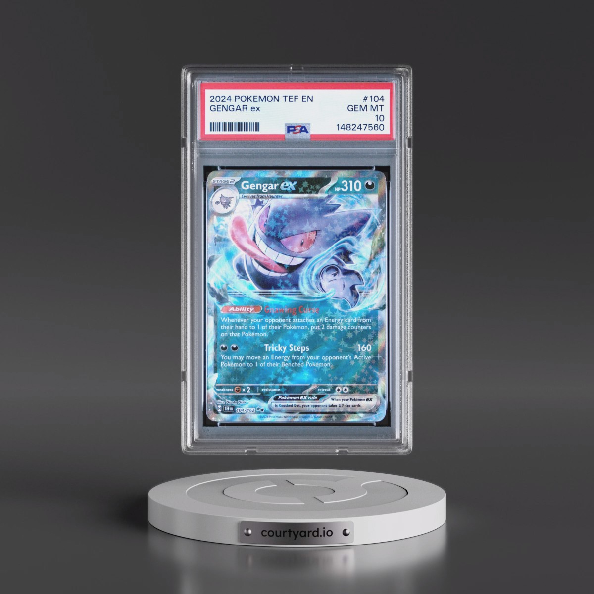 2024 Pokémon Tef EN-Temporal Forces #104 Gengar EX - Holo (PSA 10 GEM MINT)