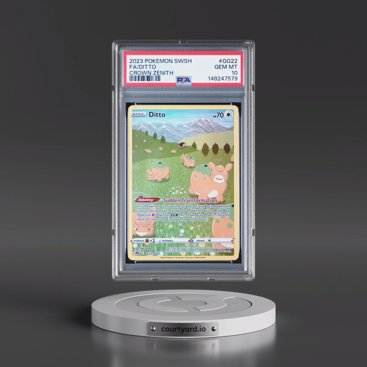 2023 Pokémon Sword and Shield Crown Zenith #GG22 Ditto - Full Art (PSA 10 GEM MINT)