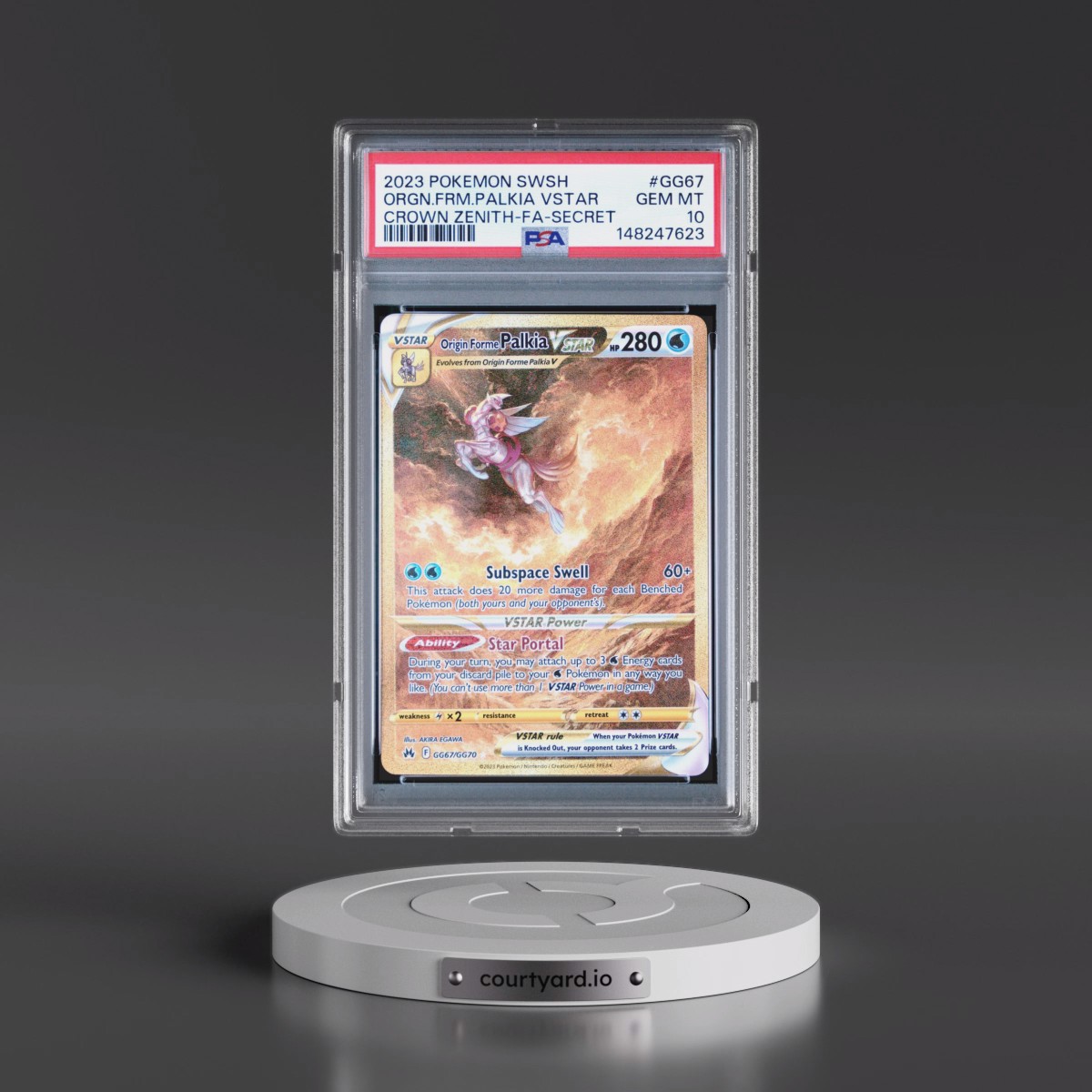 2023 Pokémon Sword and Shield Crown Zenith #GG67 Origin Forme Palkia Vstar - Full Art Secret (PSA 10 GEM MINT)