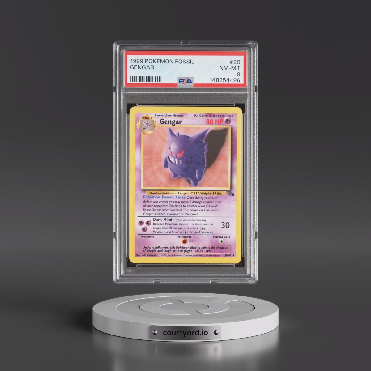 1999 Pokémon Fossil #20 Gengar (PSA 8 NM-MT)