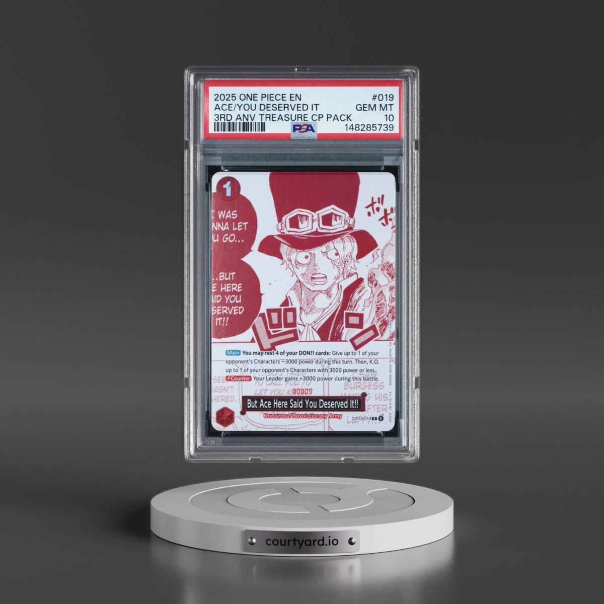 2025 One Piece 3rd Anniversary! One Piece Card Treasure Campaign Pack #019 But Ace Here Said You Deserved It!! (PSA 10 GEM MINT)