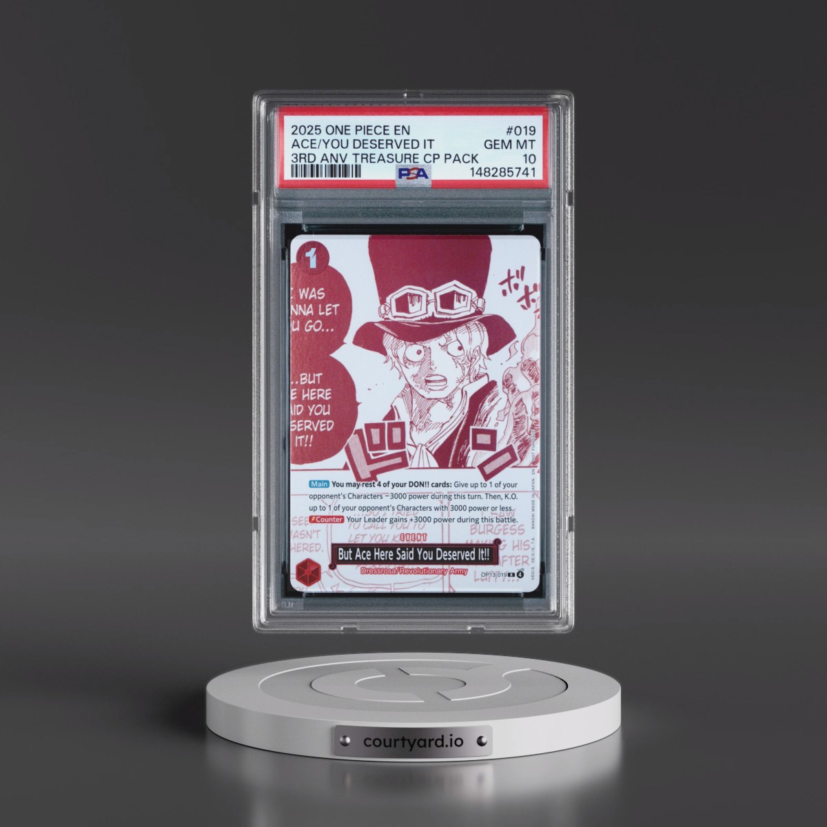 2025 One Piece 3rd Anniversary! One Piece Card Treasure Campaign Pack #019 But Ace Here Said You Deserved It!! (PSA 10 GEM MINT)