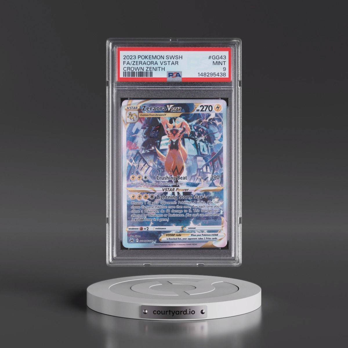 2023 Pokémon Sword and Shield Crown Zenith #GG43 Zeraora Vstar - Full Art (PSA 9 MINT)