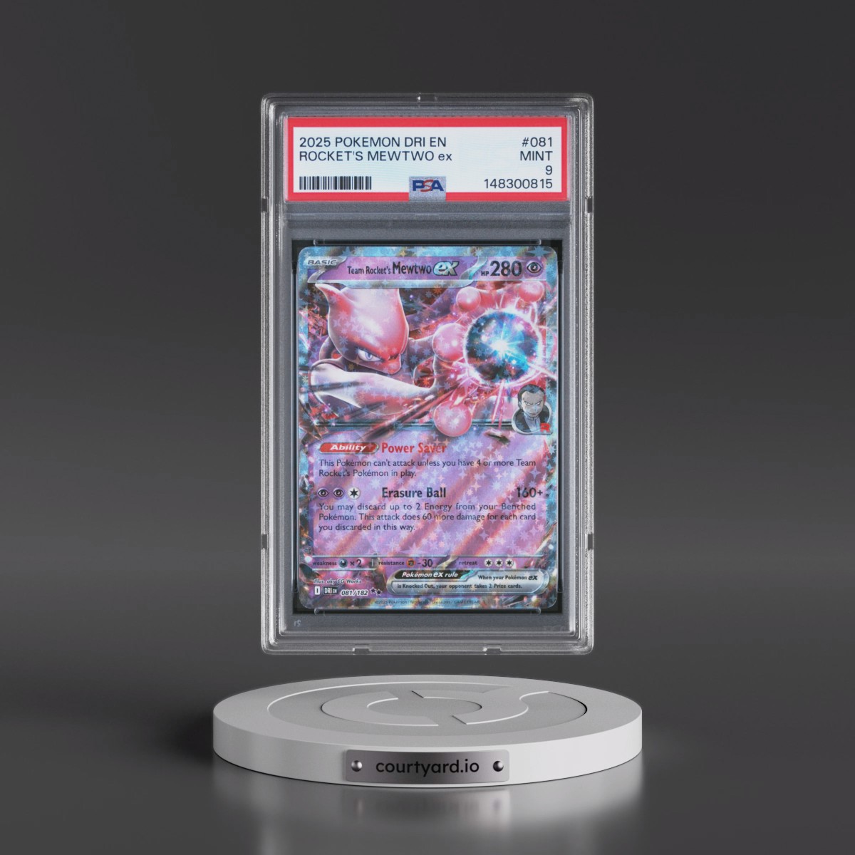 2025 Pokémon Dri EN-Destined Rivals #081 Team Rocket's Mewtwo EX - Holo (PSA 9 MINT)