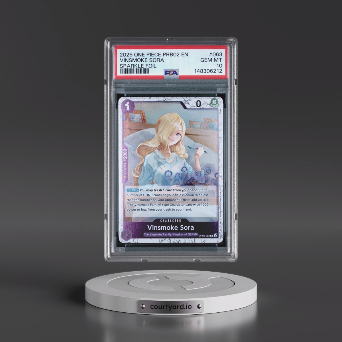 2025 One Piece PRB02-Premium Booster -One Piece Card the Best- Vol.2 #063 Vinsmoke Sora - Sparkle Foil (PSA 10 GEM MINT)