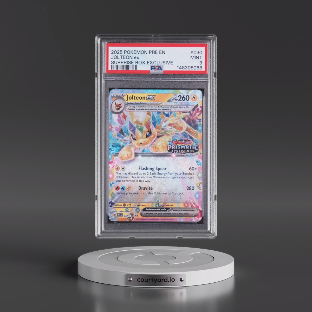 2025 Pokémon Pre EN-Prismatic Evolutions #030 Jolteon EX - Holo Surprise Box Exclusive (PSA 9 MINT)