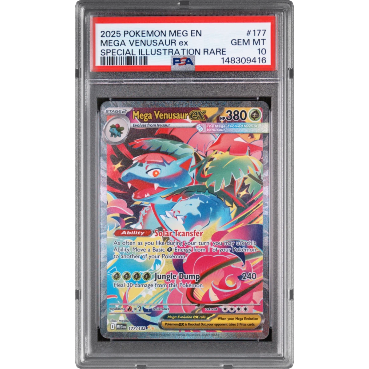 2025 Pokémon Meg EN-Mega Evolution #177 Mega Venusaur EX - Holo Special Illustration Rare (PSA 10 GEM MINT)