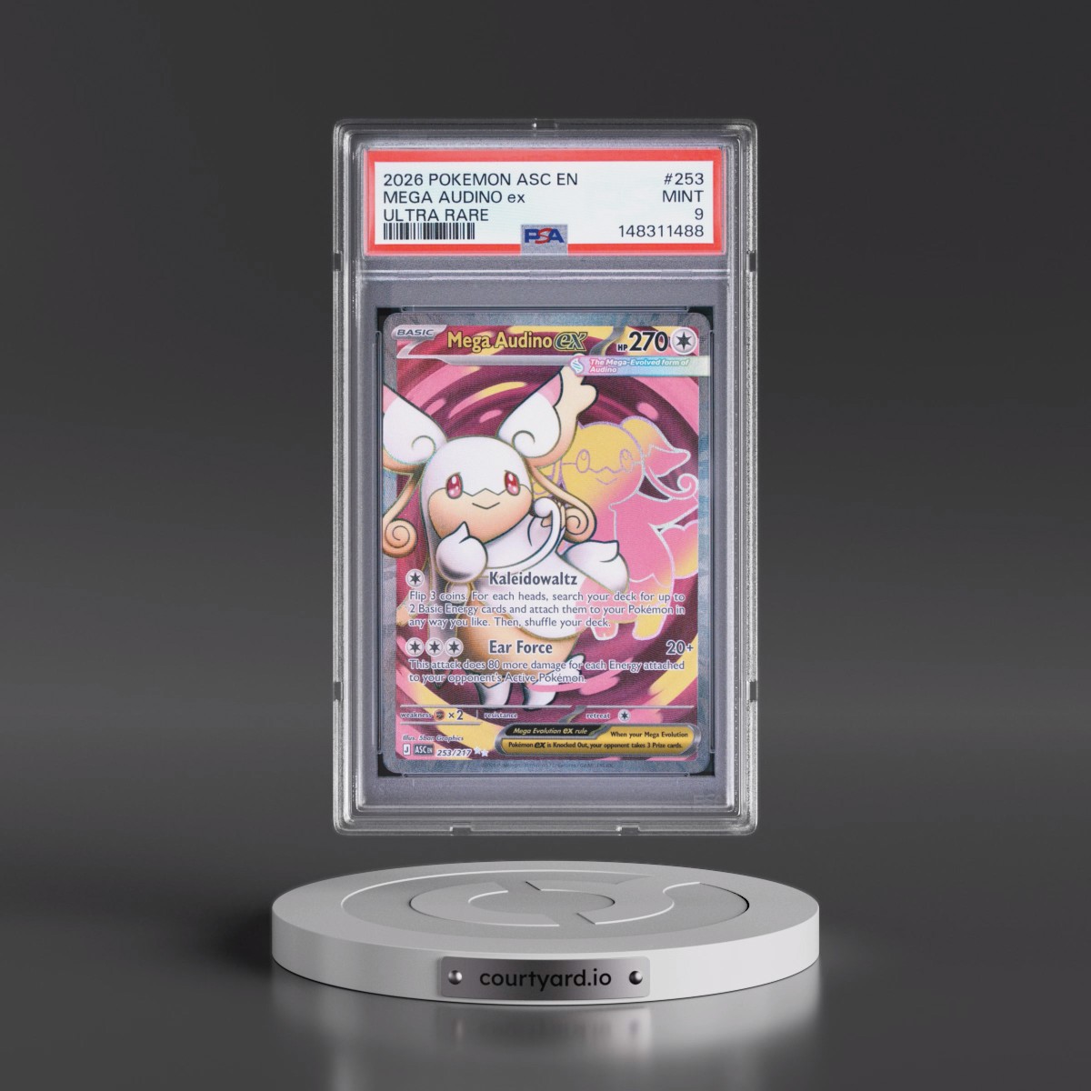 2026 Pokémon Asc EN-Ascended Heroes #253 Mega Audino EX - Holo Ultra Rare (PSA 9 MINT)