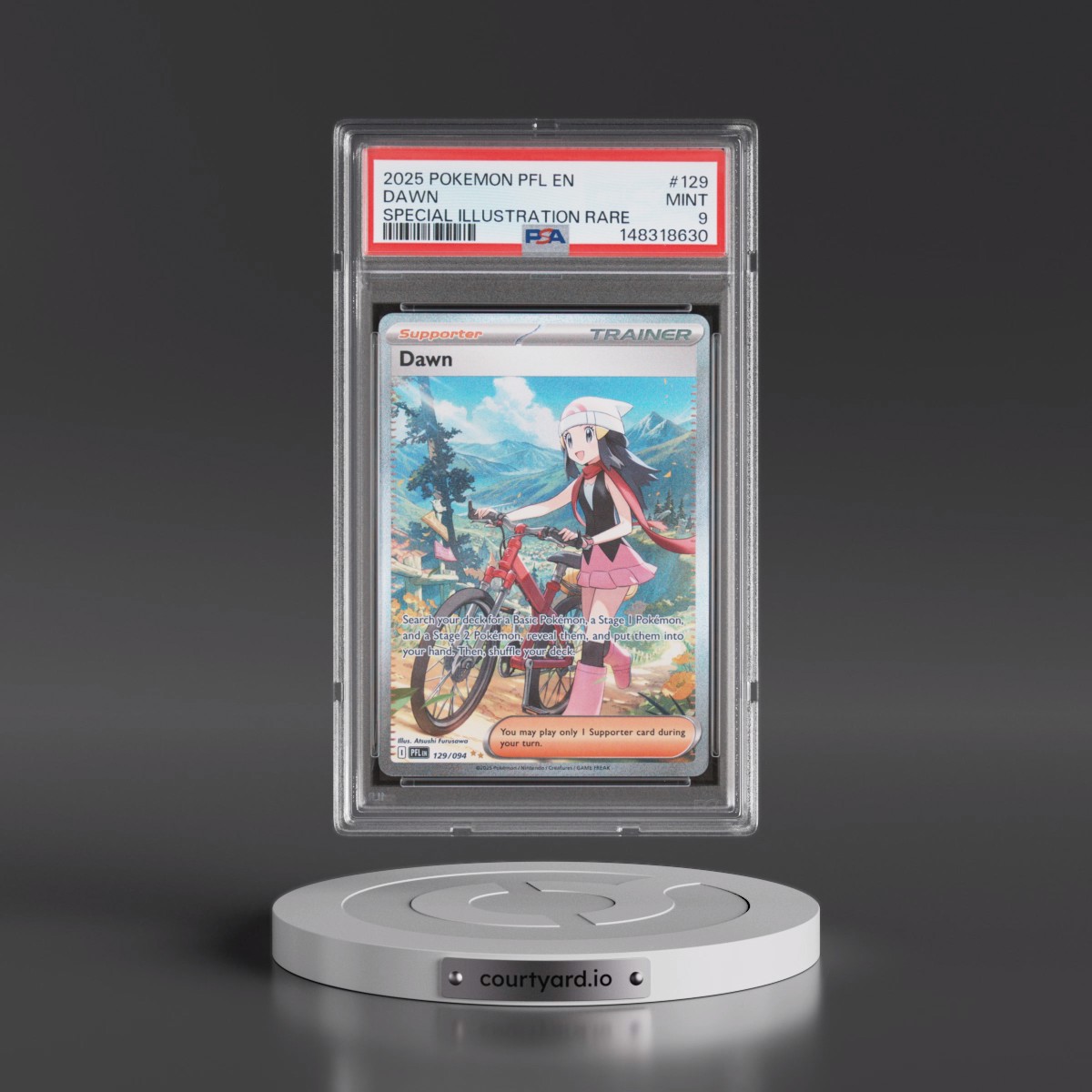 2025 Pokémon Pfl EN-Phantasmal Flames #129 Dawn - Special Illustration Rare (PSA 9 MINT)