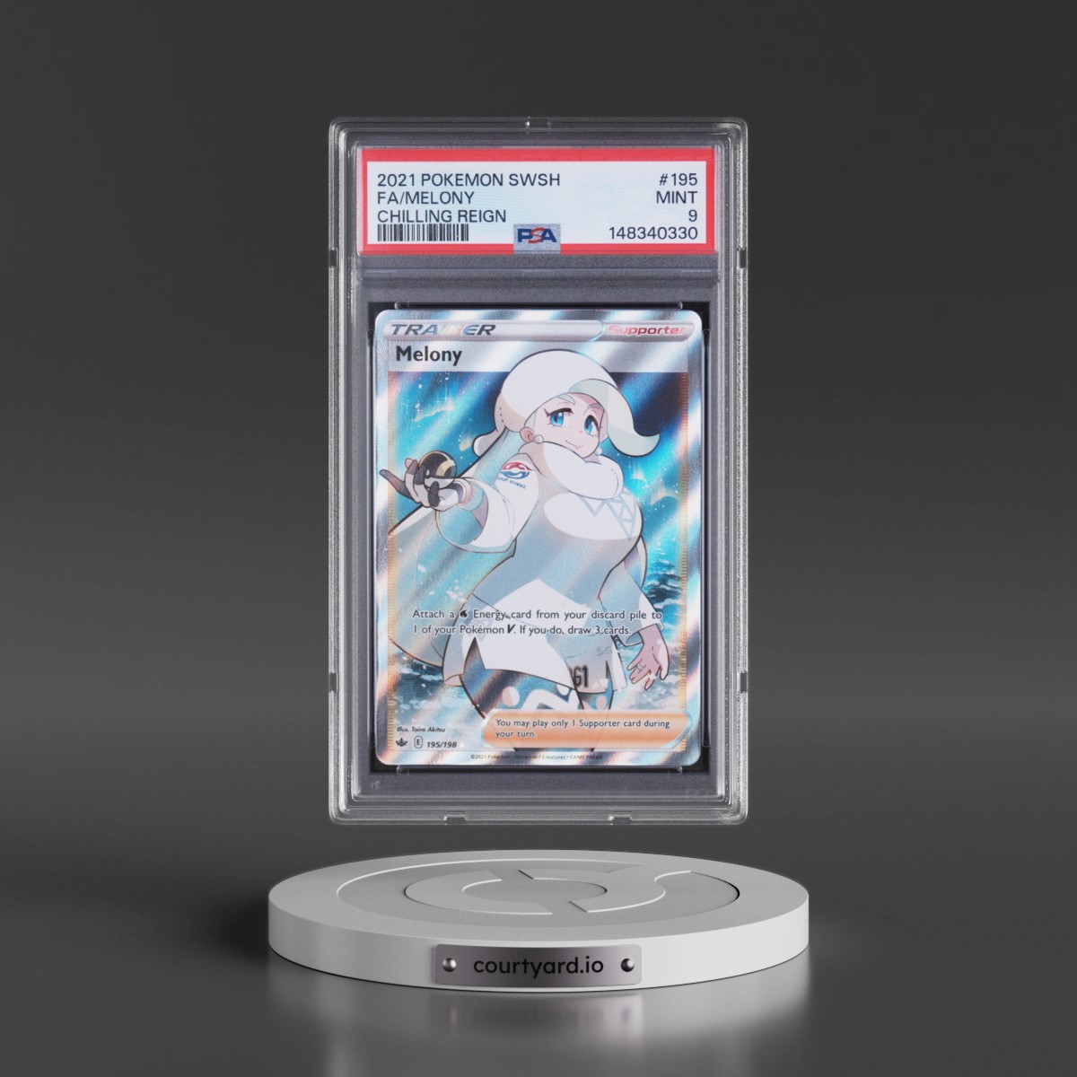 2021 Pokémon Sword & Shield Chilling Reign #195 Melony - Full Art (PSA 9 MINT)