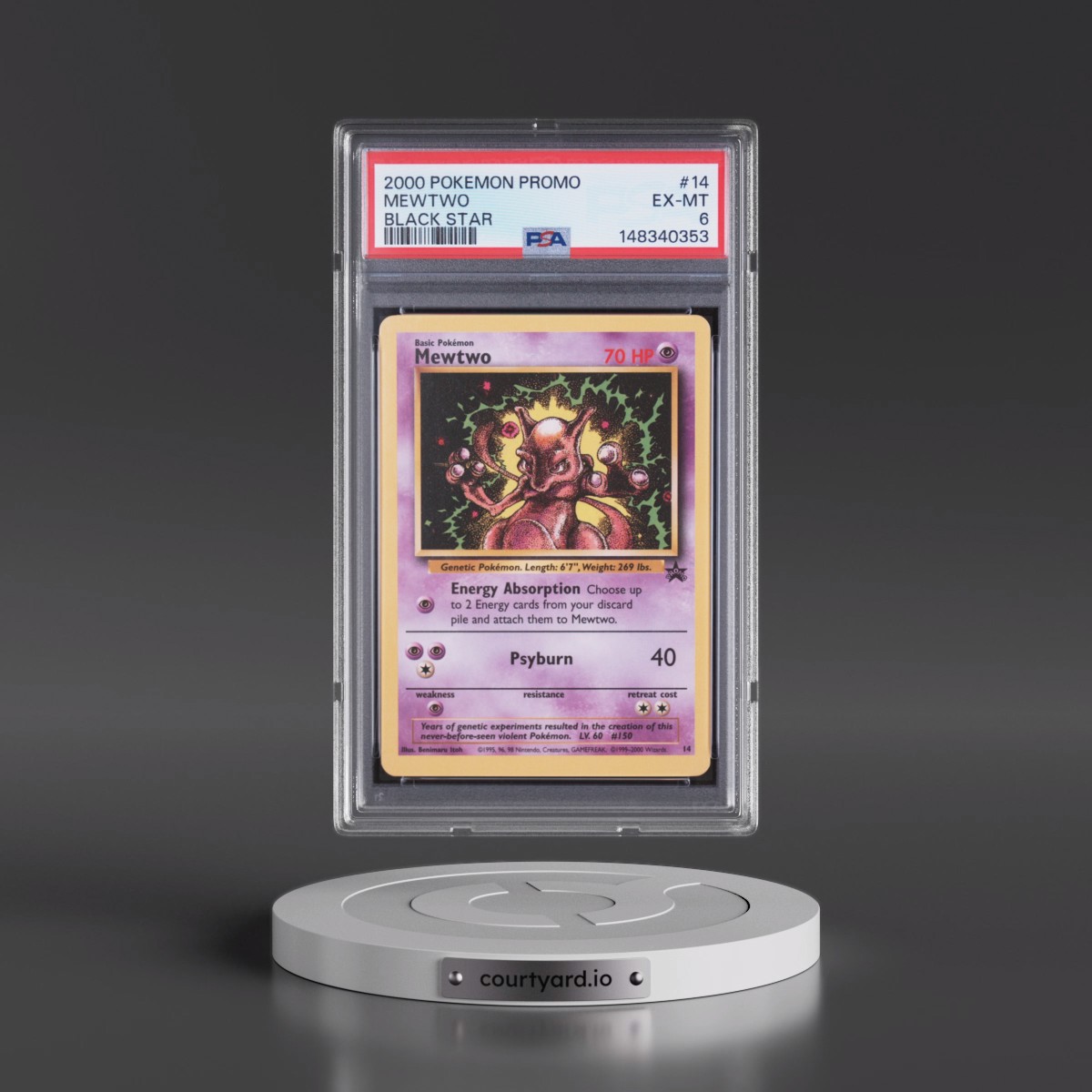 2000 Pokémon Promo Black Star #14 Mewtwo (PSA 6 EX-MT)