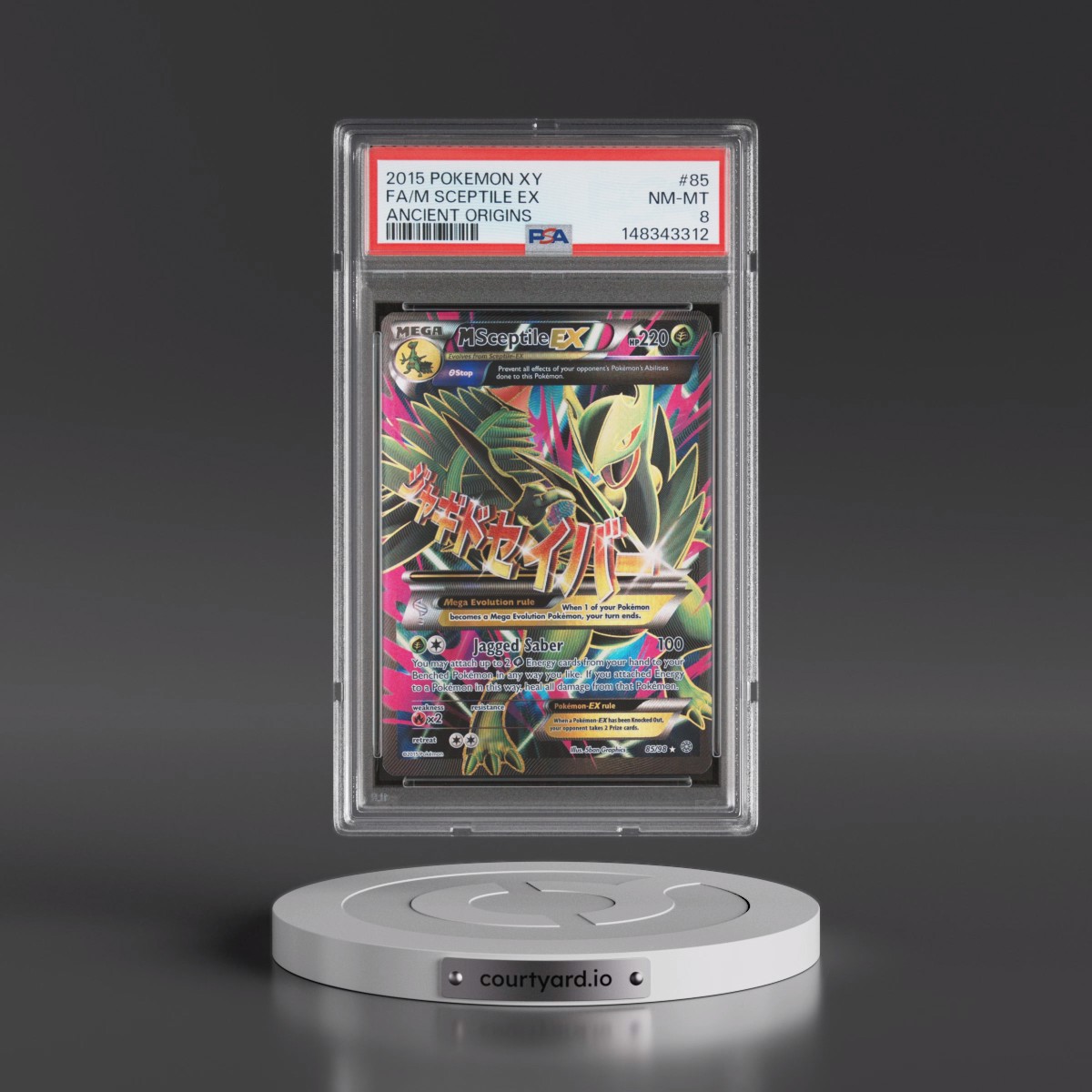 2015 Pokémon XY Ancient Origins #85 M Sceptile EX - Holo Full Art (PSA 8 NM-MT)